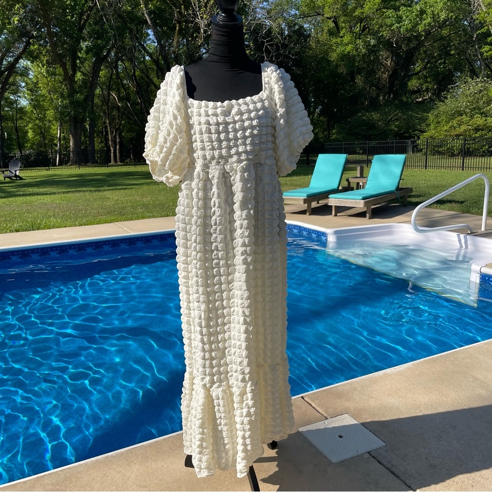 Simply Southern Cream Puff Maxi Dress in Ivory Cream
